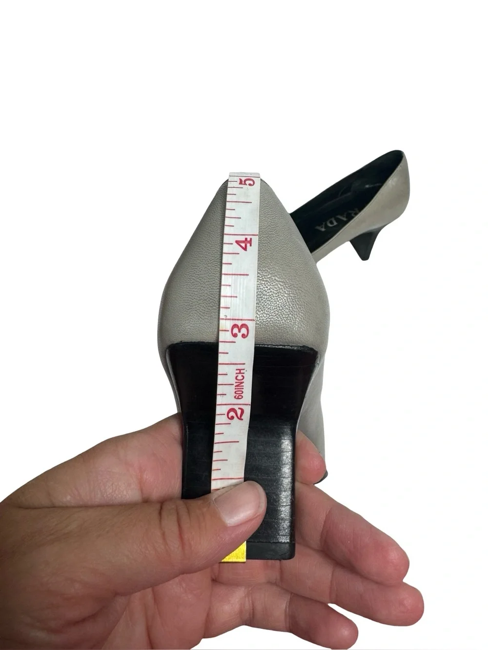 PRADA | Vintage 90s Grey Leather Square Toe Sculptural Block Heel Pump 36